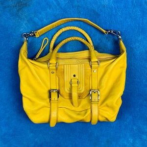 YELLOW LEATHER STRAPPY HOBO BAG BY THE SAK